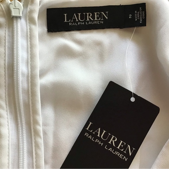 Lauren Ralph Lauren Georgette Caftan Gown White V-Neck Size 2 - Picture 7 of 8